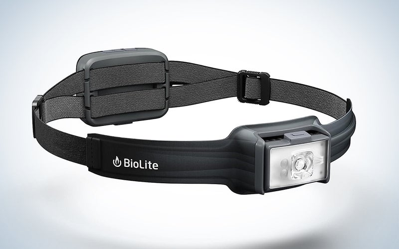 A lineup of the best headlamps for hiking on a white background