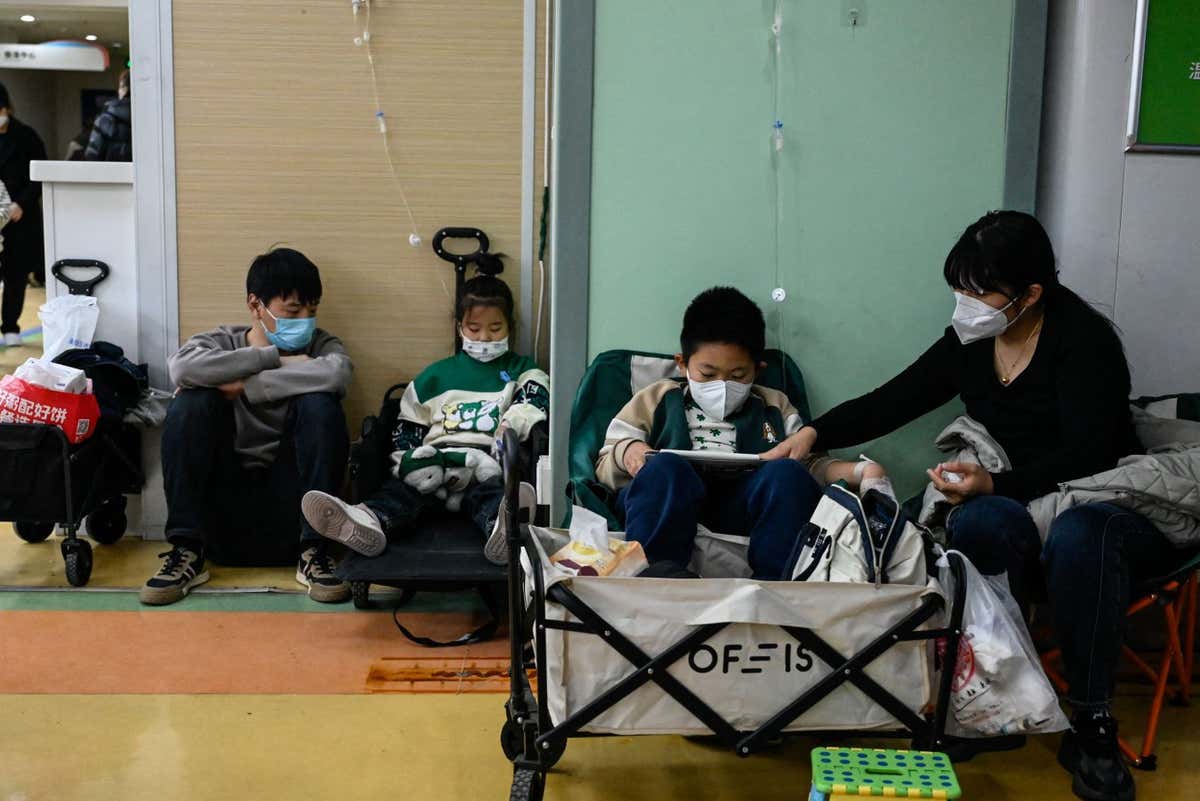 Children being treated at a hospital in Beijing, China, on 23 November