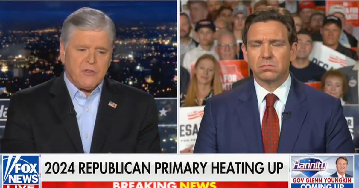 Ron DeSantis Grilled By Sean Hannity in Awkward On-Air Exchange About Dismal Poll Numbers Against Trump