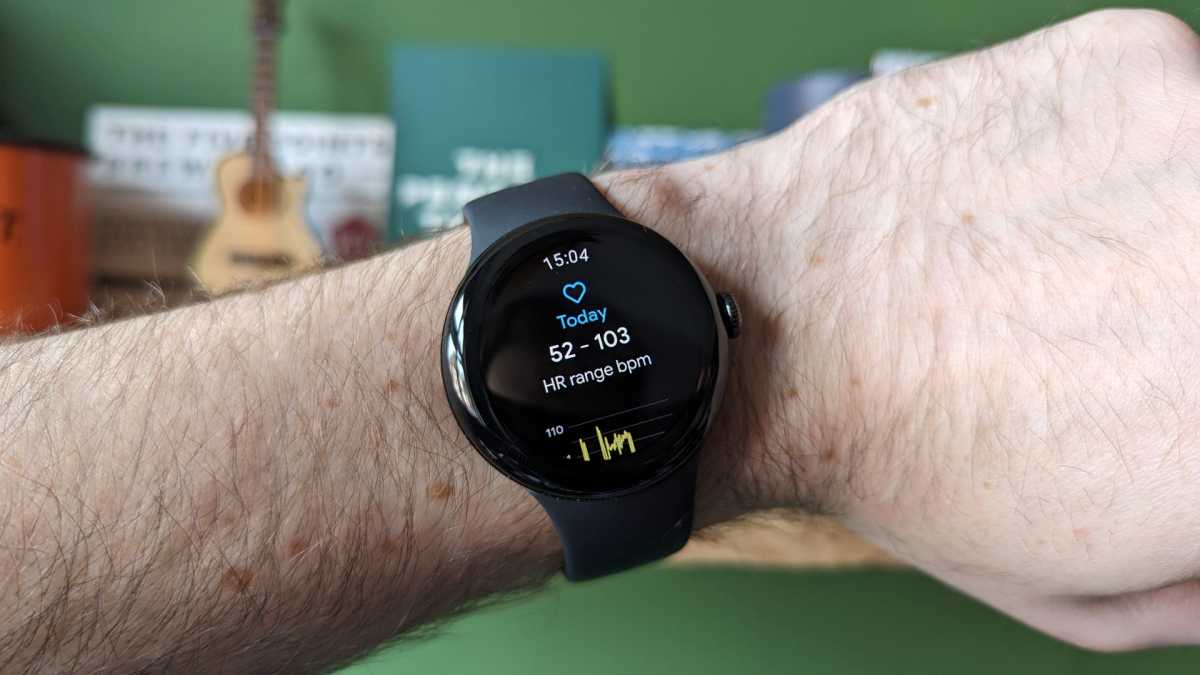 Pixel Watch 2 smartwatch on a shelf