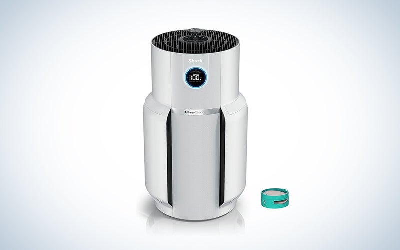 Shark air purifiers on a plain white background in a horizontal pattern