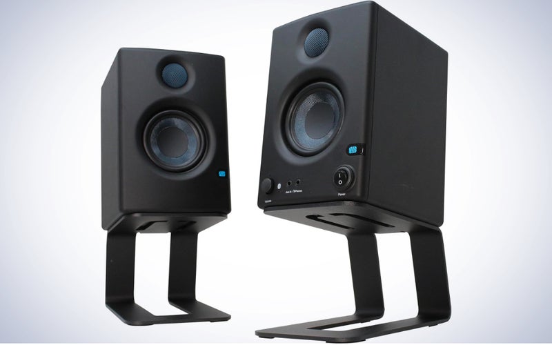 The best studio monitor stands on a plain white background.