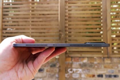 The Xiaomi Pad 6S Pro viewed from the rear