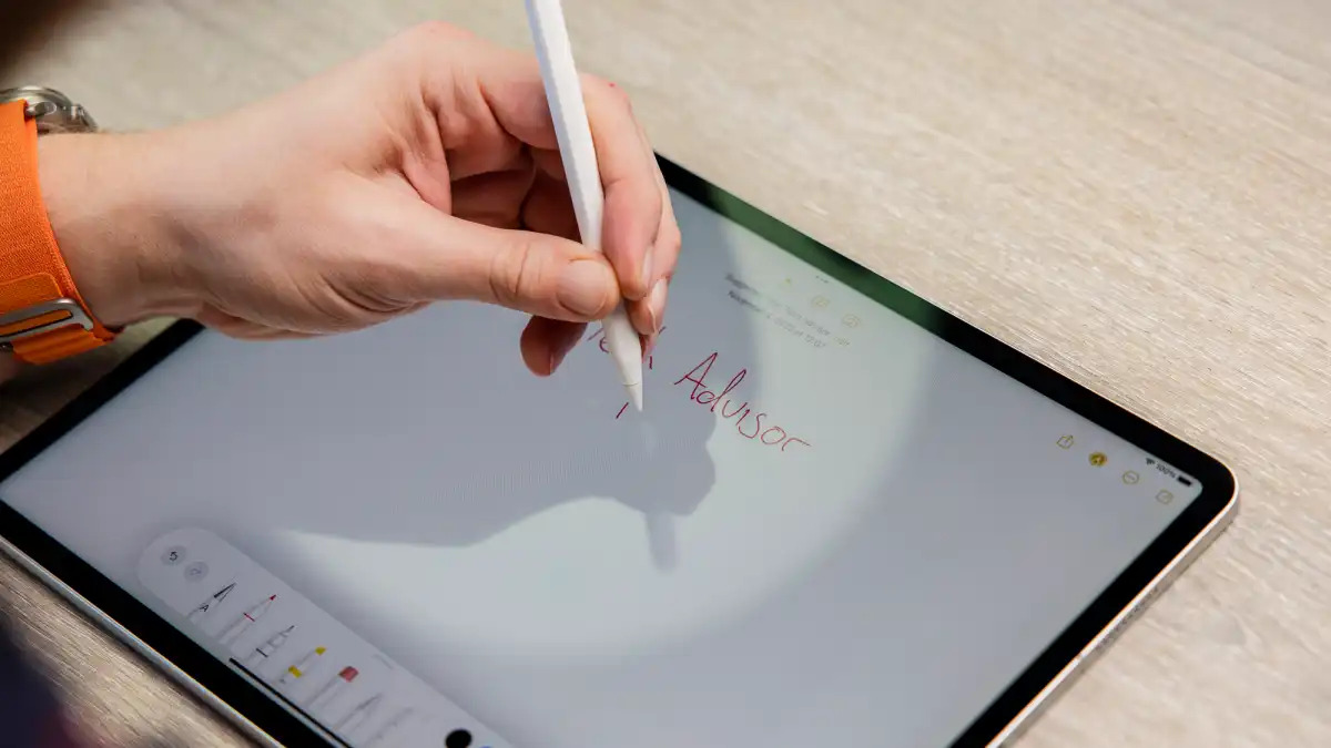 iPad on a desk, showing the screen