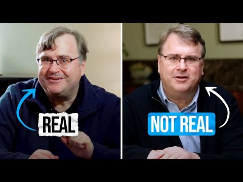 Side by side of Reid AI deepfake and Reid Hoffman